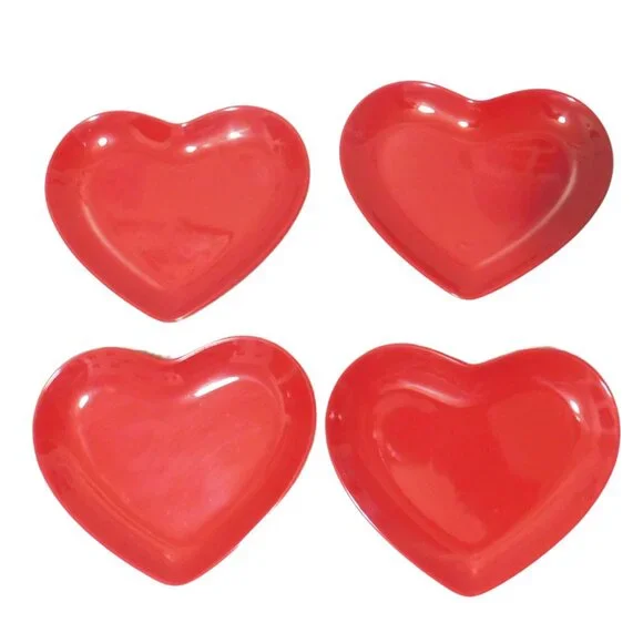 4 piece red heart plate set - Picture 1 of 5